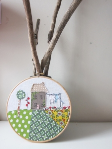 little house in the fields embroidery hoop art 2