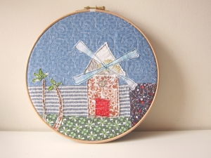 Windmill embroidery hoop art textile art handmade 2