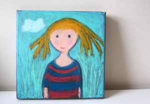 Girl and cloud wax pastel 2